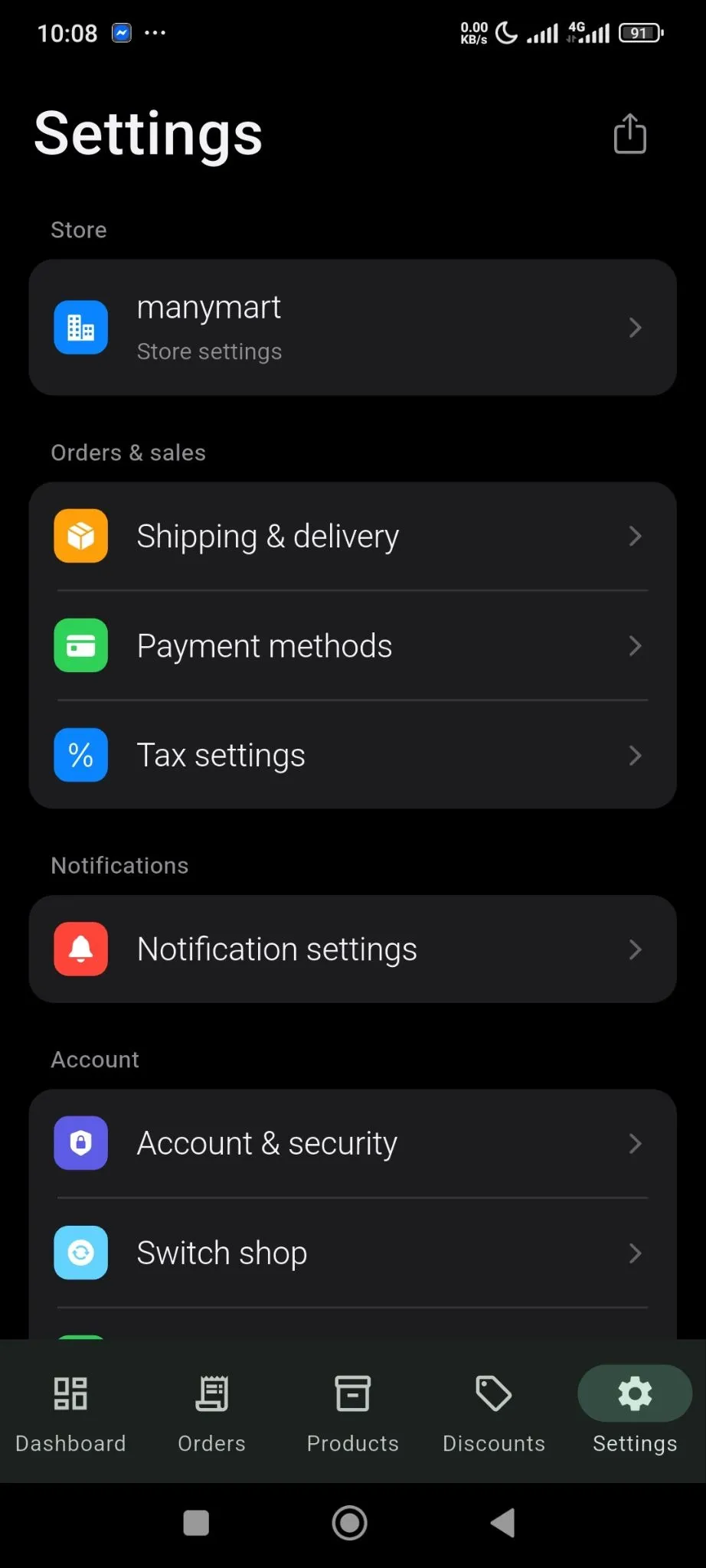 From the settings option, click on the Notifications Settings option
